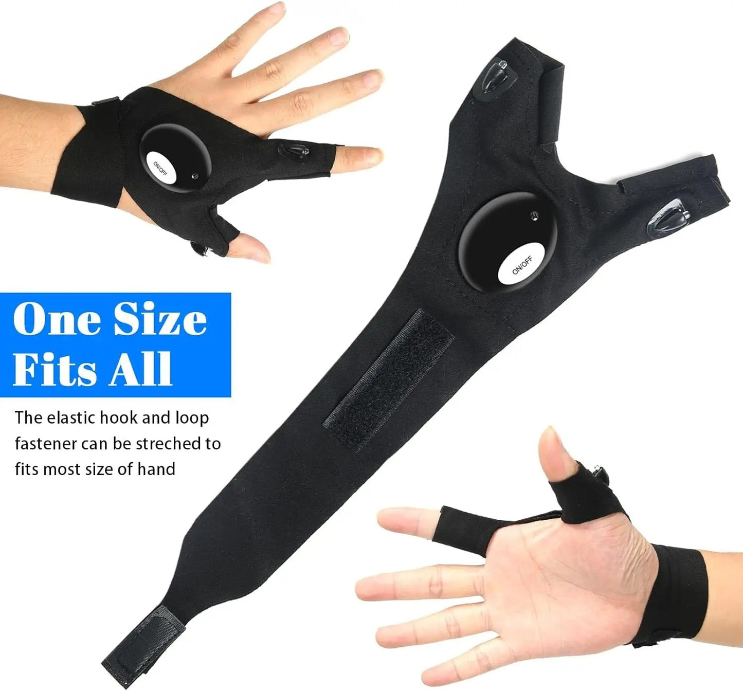 LED Fingerless Flashlight Gloves